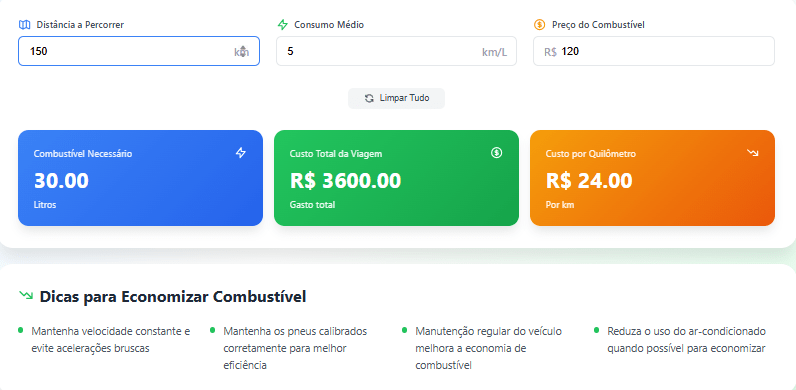Calculadora de Consumo de Combustível