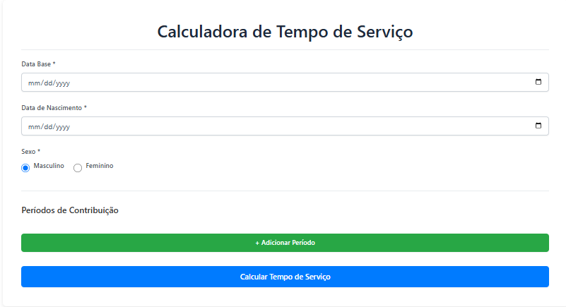 Calculadora de tempo de servico