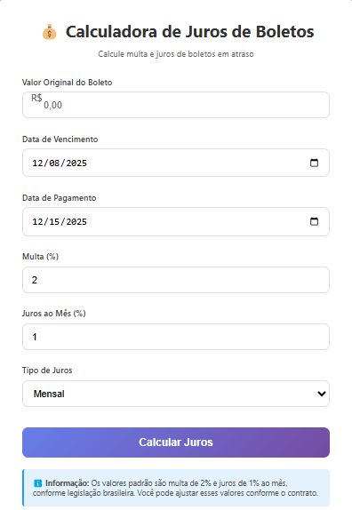 Calculadora Juros Boleto