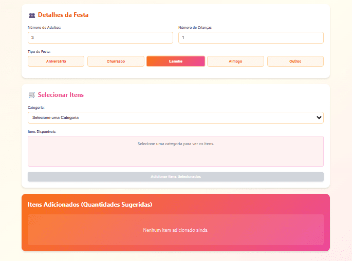 Calculadora de Festa