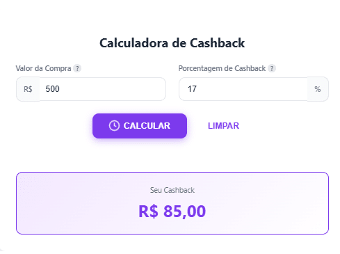 Calculadora de cashback